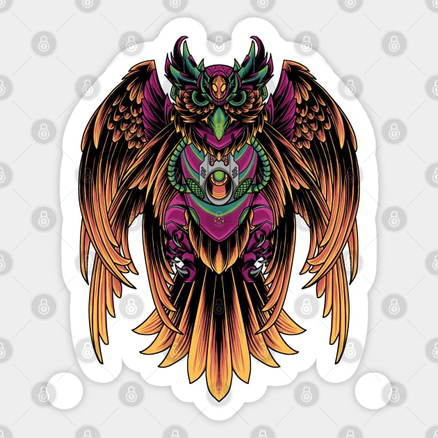 Owl cyborg Backprint Sticker by Tuye Project